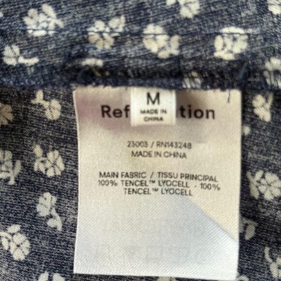 Reformation Kelby Midi Dress in Navy Blue White Floral Short Sleeve A Line M EUC - Picture 15 of 16